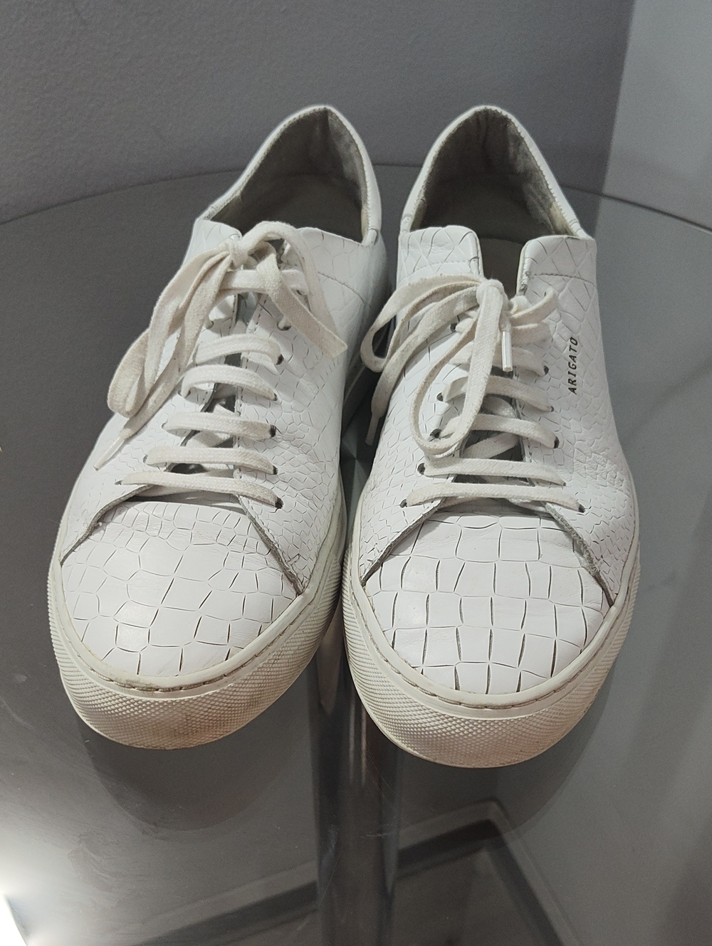 Arigato White Textured Leather Sneakers